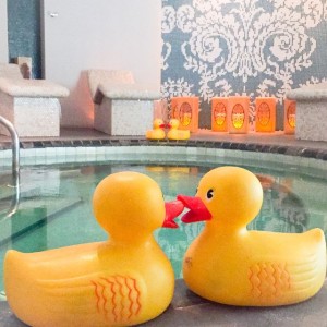 This lucky duck joined these cuties for a little spa…