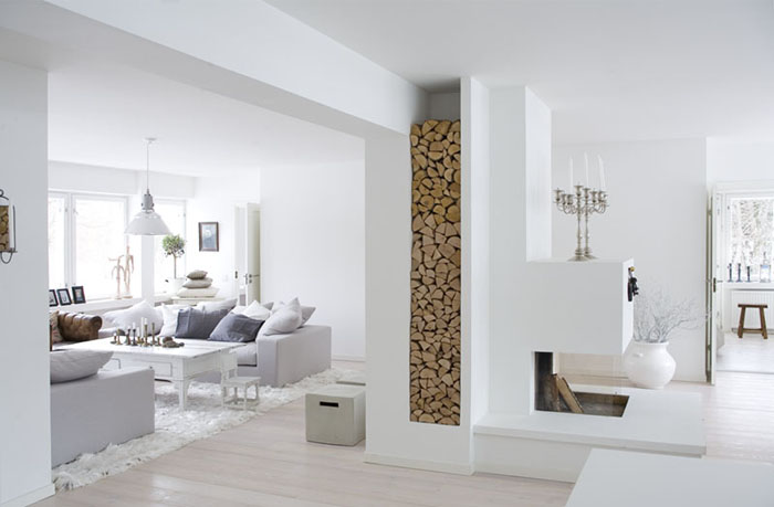 modern white interior, living room