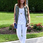 outfit: white and vested