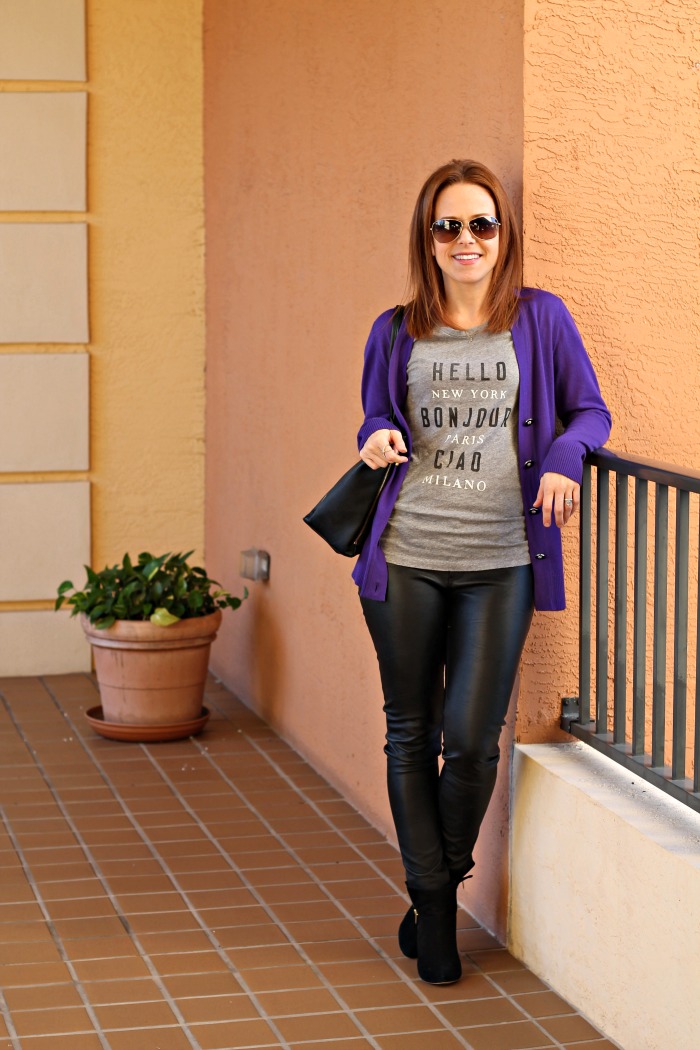 cozy tee & leather pants // two ways to wear leather pants