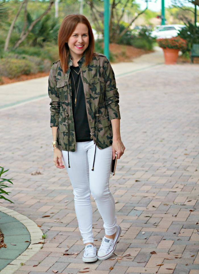 wearing white denim in winter