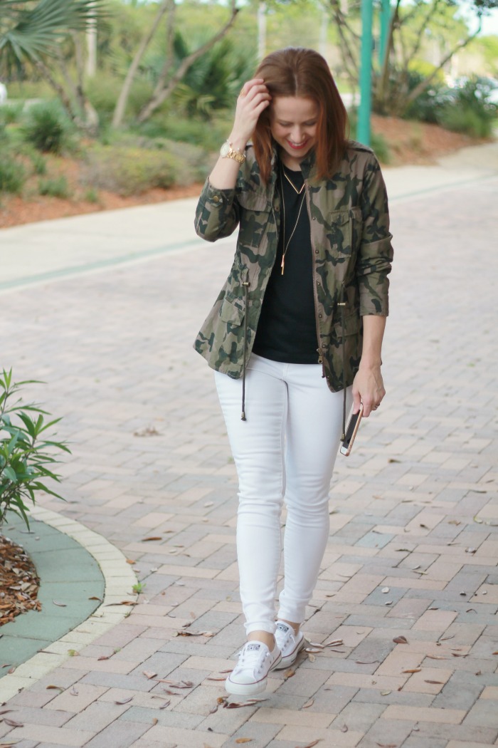 wearing white denim in winter